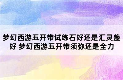 梦幻西游五开带试练石好还是汇灵盏好 梦幻西游五开带须弥还是全力